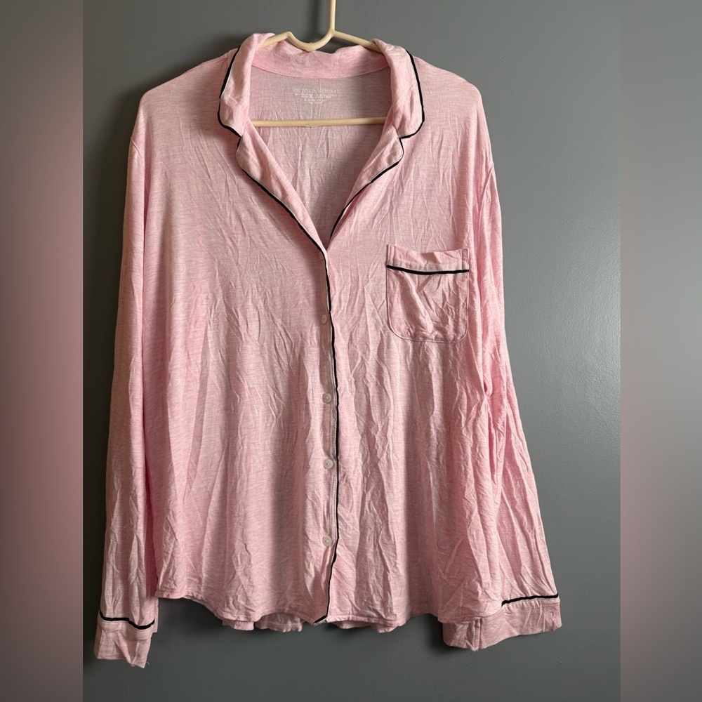 Victoria's Secret Heathered Pink Lightweight Long Sleeve Pajama Top Sz XL